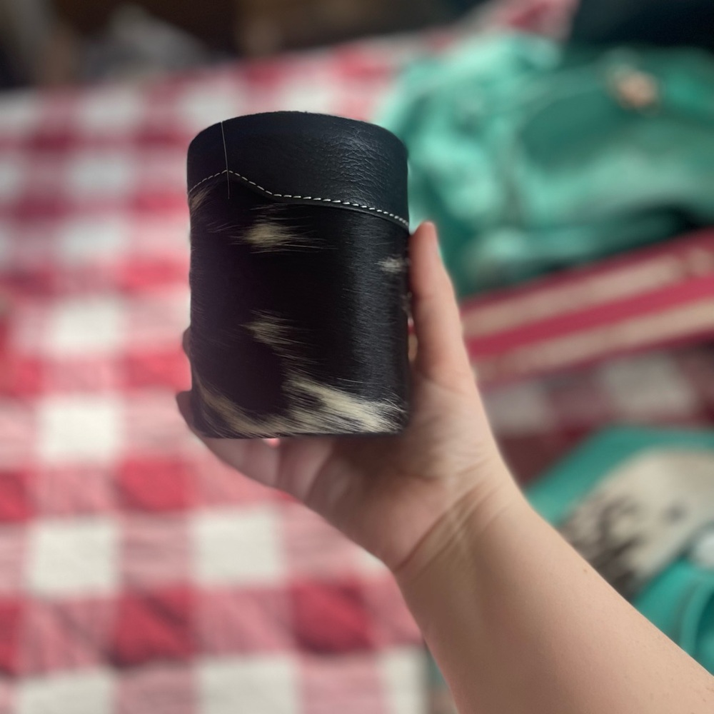 Cowhide western coozie
